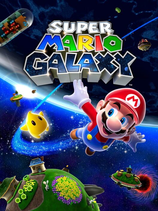 Immagine ufficiale di copertina del videogioco Super Mario Galaxy.