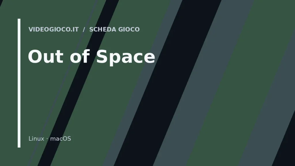 Copertina di Out of Space realizzata con visual grafico originale di Videogioco.it.