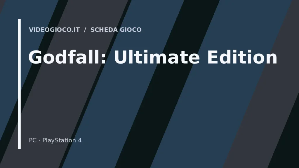 Copertina del gioco Godfall: Ultimate Edition con visual grafico originale di proprietà di Videogioco.it.