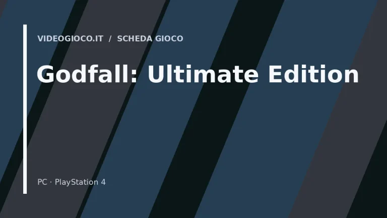 Copertina del gioco Godfall: Ultimate Edition con visual grafico originale di proprietà di Videogioco.it.