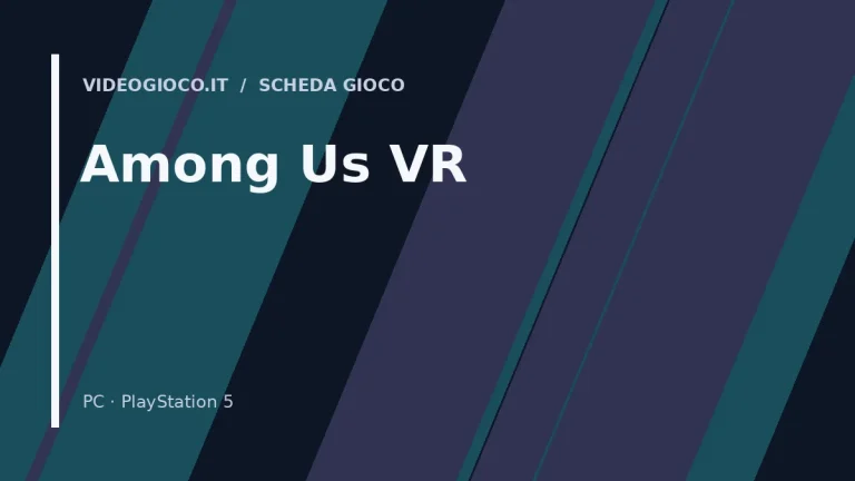 Visual grafico originale di Videogioco.it dedicato al gioco Among Us VR.