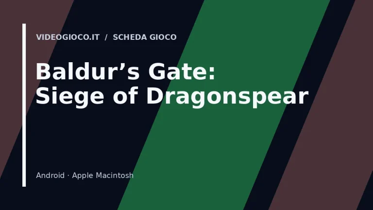 Visual grafico originale di Videogioco.it per Baldur's Gate: Siege of Dragonspear, utilizzato come copertina della scheda del gioco.
